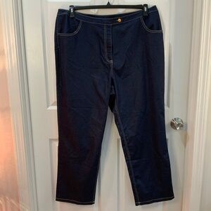 BOB MACKIE WEARABLE ART DENIM WIDE LEG BLUE PANTS PLUS SIZE 2X